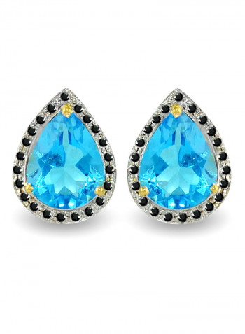 18 Karat Gold 0.24 ct Diamonds Topaz Teardrop Earrings