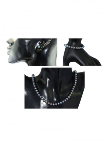 18 Karat Gold Black Pearl Strand Jewellery Set