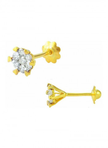 18 Karat Gold Diamonds Hearts Solitaire Earrings