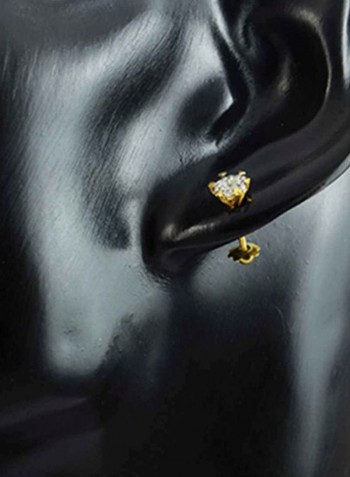 18 Karat Gold Diamonds Hearts Solitaire Earrings