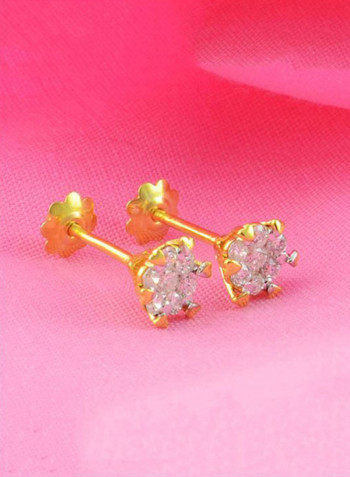 18 Karat Gold Diamonds Hearts Solitaire Earrings