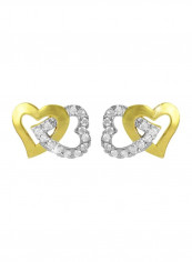 18 Karat Gold Diamonds Studded Interlocking Hearts Earrings