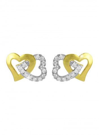 18 Karat Gold Diamonds Studded Interlocking Hearts Earrings