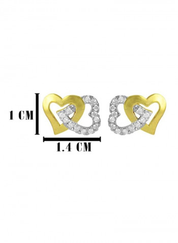 18 Karat Gold Diamonds Studded Interlocking Hearts Earrings
