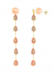 18 Karat Gold Pearl Studded Drop Earrings