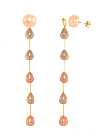 18 Karat Gold Pearl Studded Drop Earrings