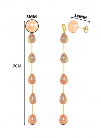 18 Karat Gold Pearl Studded Drop Earrings