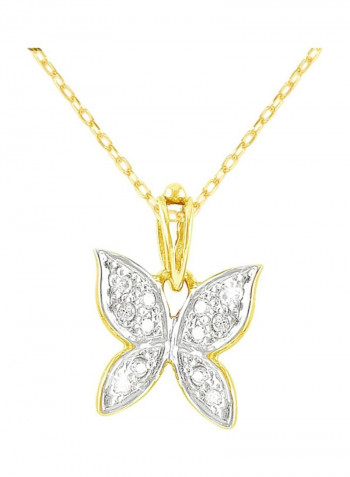 18 Karat Gold 0.06 Ct Butterfly Diamond Necklace