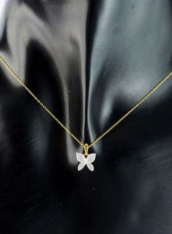 18 Karat Gold 0.06 Ct Butterfly Diamond Necklace