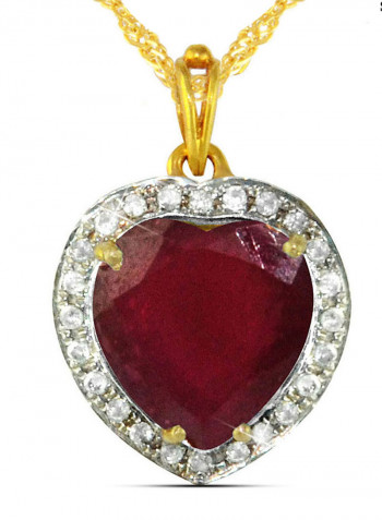 18 Karat Gold 0.14 Carat Diamond Heart Cut Ruby Pendant Necklace