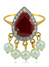 18K Gold Diamonds Royal Indian Ruby Ring 0.12 Carat