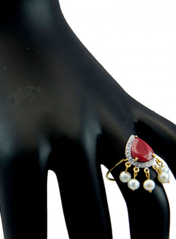 18K Gold Diamonds Royal Indian Ruby Ring 0.12 Carat