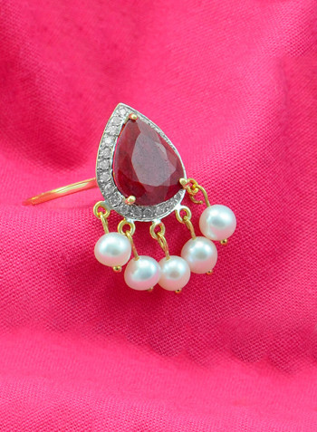 18K Gold Diamonds Royal Indian Ruby Ring 0.12 Carat