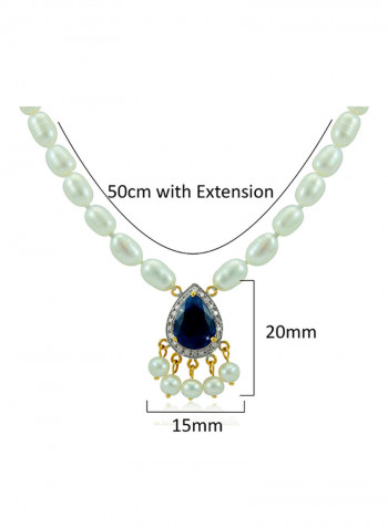 18K Gold Diamonds Royal Indian Sapphire Necklace 0.12 Carat