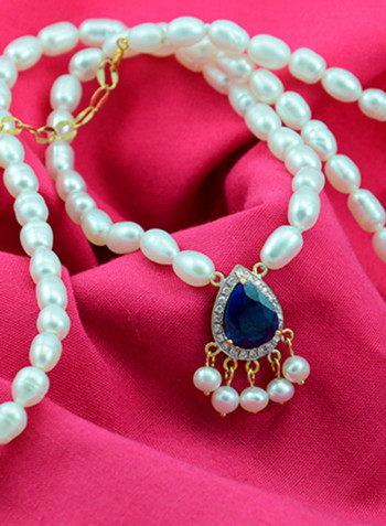 18K Gold Diamonds Royal Indian Sapphire Necklace 0.12 Carat