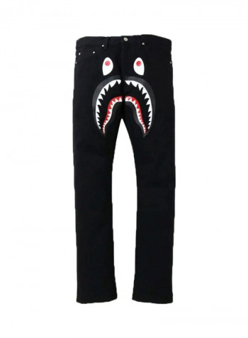 Shark Printed Denim Jeans Black/Red/White