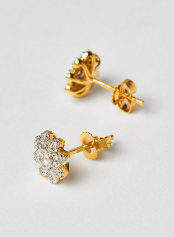 18 Karat Gold Sparkle Blossom Earrings