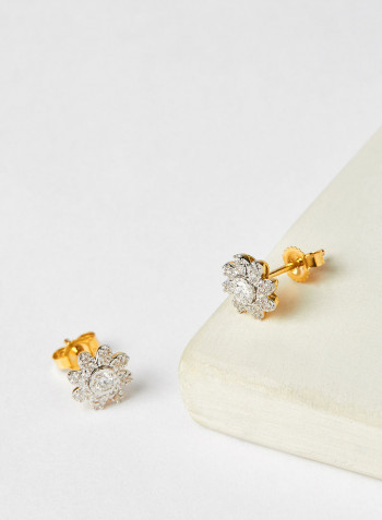 18 Karat Gold Sparkle Blossom Earrings