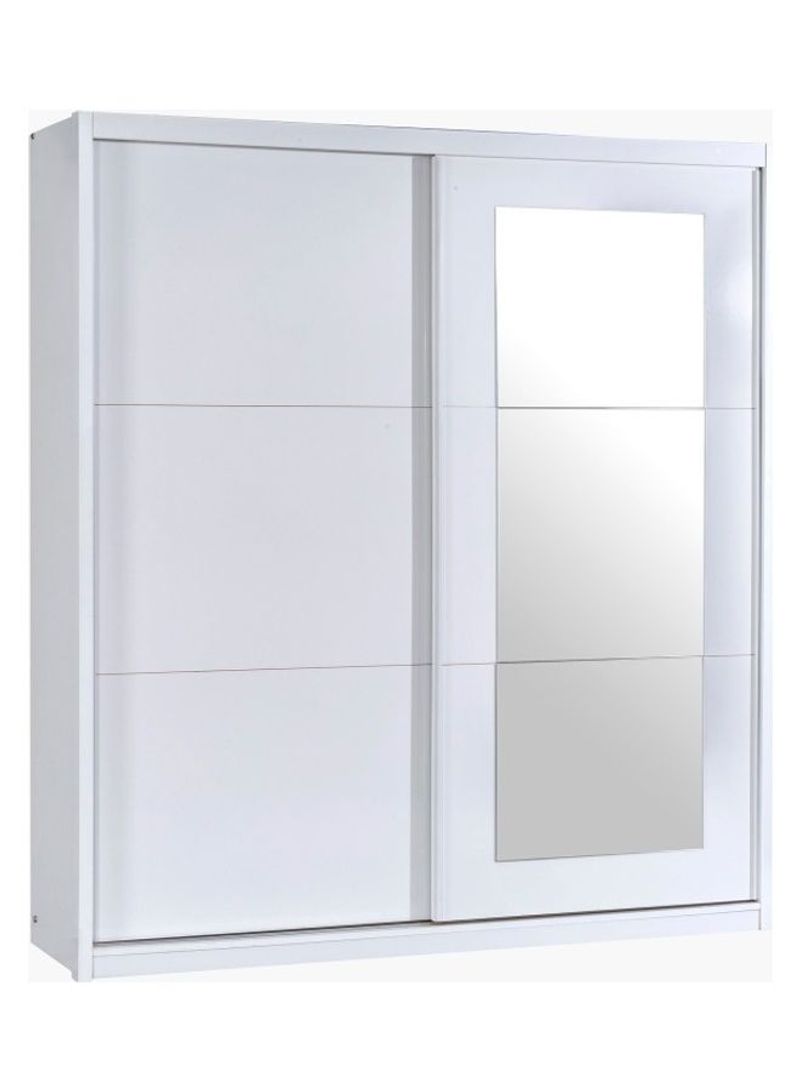 Halmstad Large Sliding Door Wardobe With Mirror White/Silver