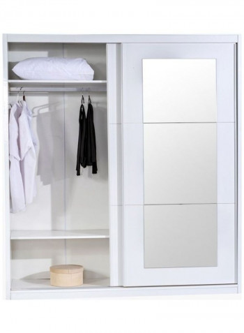 Halmstad Large Sliding Door Wardobe With Mirror White/Silver