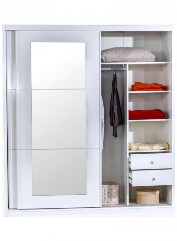Halmstad Large Sliding Door Wardobe With Mirror White/Silver