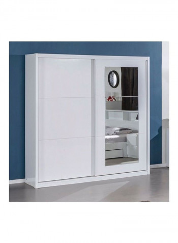 Halmstad Large Sliding Door Wardobe With Mirror White/Silver