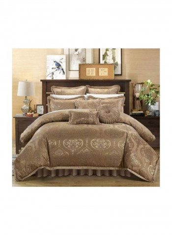 9-Piece Comforter And Pillow Set Gold/White King