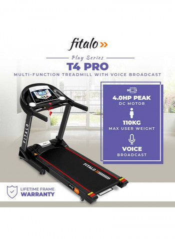 Play T4 Pro Motorised Treadmill With Voice Broadcast 110kg
