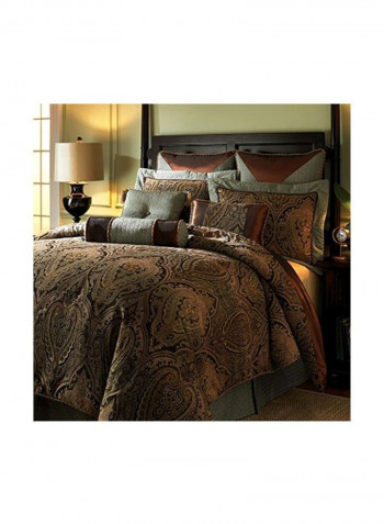 9-Piece Duvet Covet Set Polyester Brown/Grey
