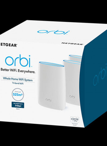 Netgear RBK53 Orbi AC3000 Tri-band WiFi 3-pack WiFi with Armor White