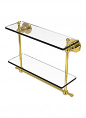 Astor Place Collection Two Tiered Integrated Towel Bar Glass Shelf Gold/Clear 16inch