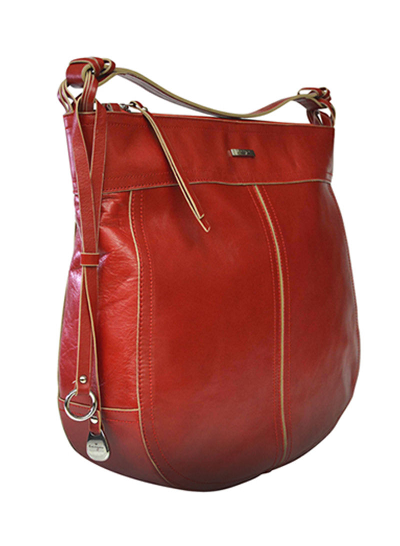 Ascot Leather Hobo Bag Red