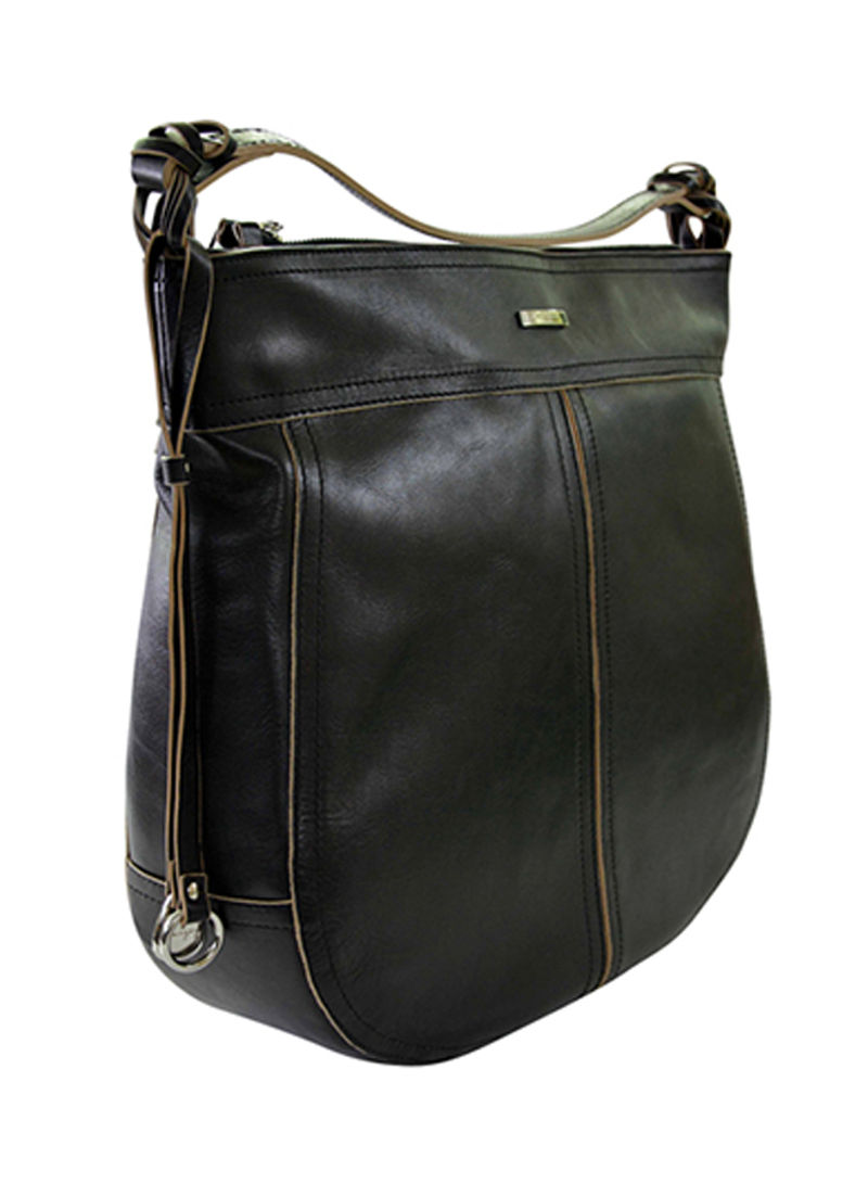 Ascot Leather Hobo Bag Black