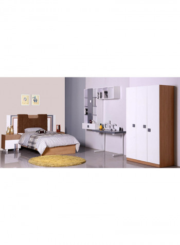 3-Door Madeline Wardrobe White/Walnut