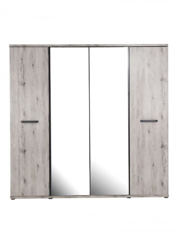 Evi 4-Door Wardrobe Light Brown/Silver 220x59x213cm