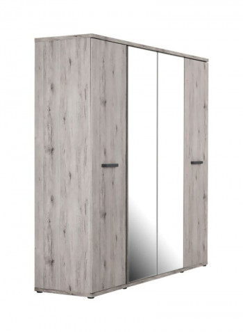 Evi 4-Door Wardrobe Light Brown/Silver 220x59x213cm