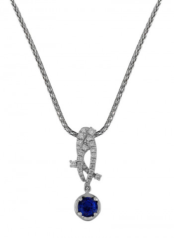 0.19 Ct Round Sapphire Diamond Pendant