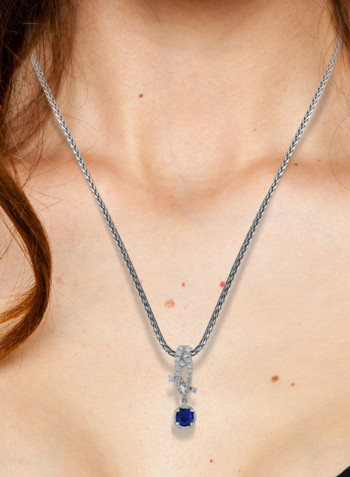 0.19 Ct Round Sapphire Diamond Pendant