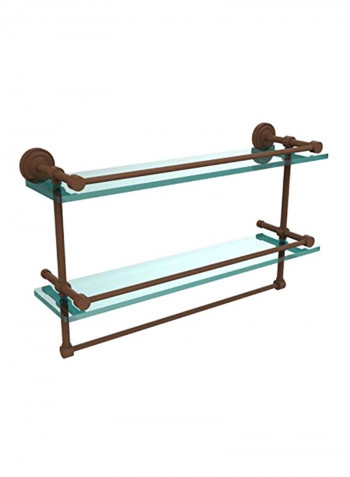 Gallery Double Towel Bar Glass Shelf Clear/Brown 22inch