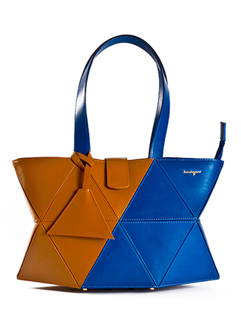 Allure Leather Shopper Tote Bag Blue/Brown