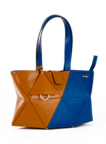 Allure Leather Shopper Tote Bag Blue/Brown