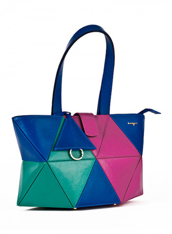 Allure Leather Shopper Tote Bag Blue/Green/Pink