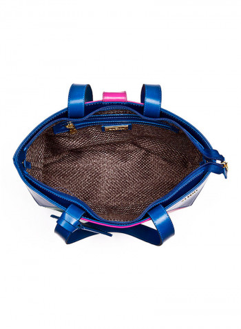 Allure Leather Shopper Tote Bag Blue/Green/Pink