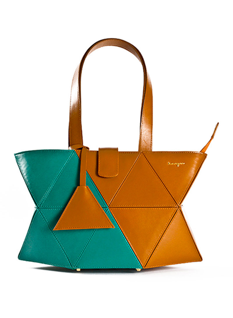Allure Leather Shopper Tote Bag Green/Brown