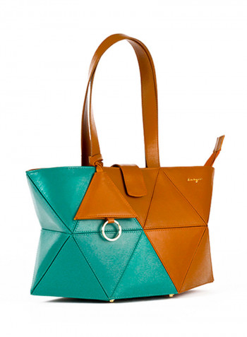 Allure Leather Shopper Tote Bag Green/Brown