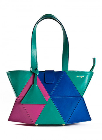 Allure Leather Shopper Tote Bag Green Green/Blue/Pink