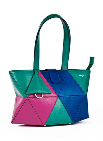 Allure Leather Shopper Tote Bag Green Green/Blue/Pink
