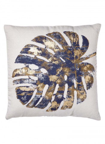 Gilded Leaf Printed Throw Pillow Gold/Blue/White 22 x 22inch