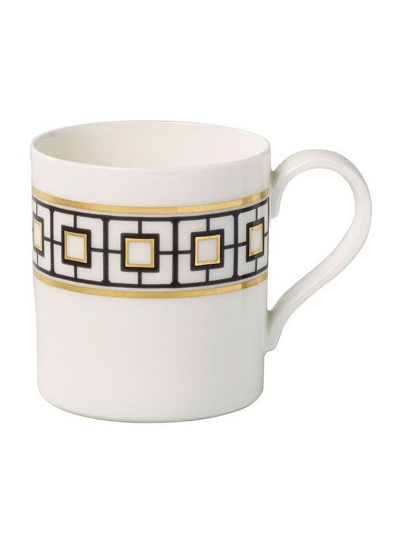 6-Piece Metrochic Coffee Mug Set White/Black/Gold 1800ml