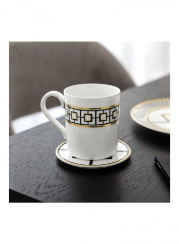 6-Piece Metrochic Coffee Mug Set White/Black/Gold 1800ml